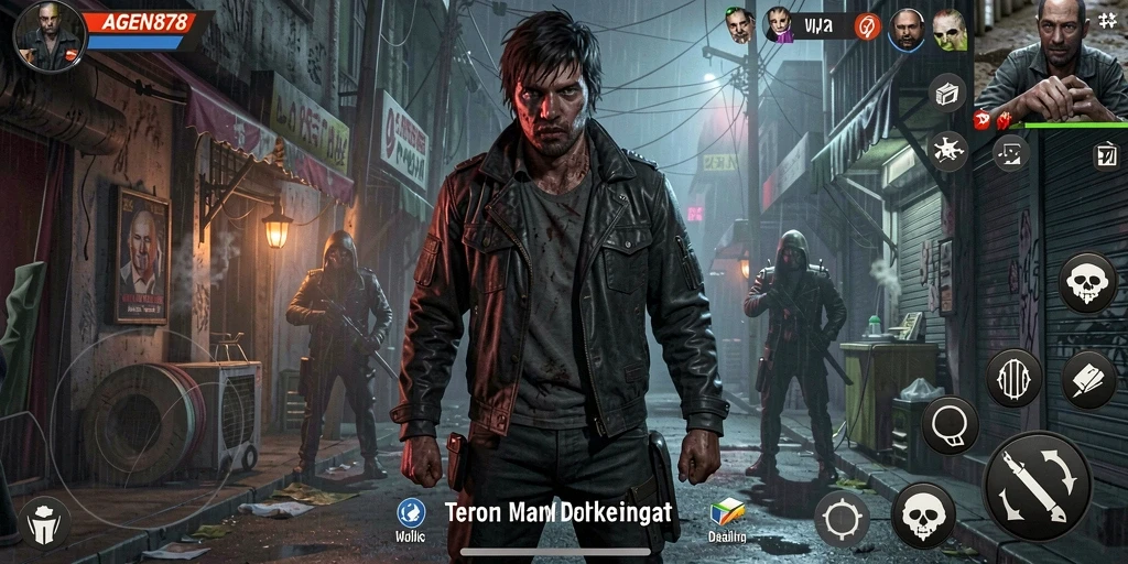 Tampilan gameplay AGEN878 dengan suasana menyeramkan dan mencekam.