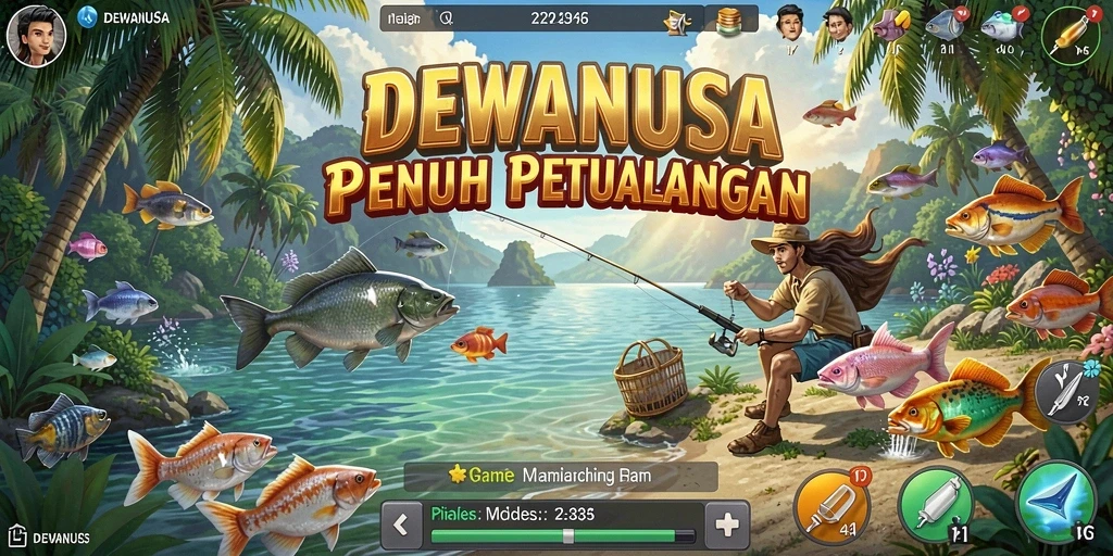 Screenshot DEWANUSA menampilkan gameplay memancing yang seru dan menantang.