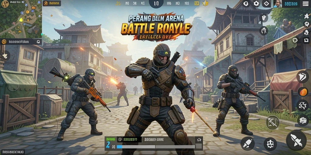 Screenshot gameplay V07 dengan aksi seru di arena Battle Royale.