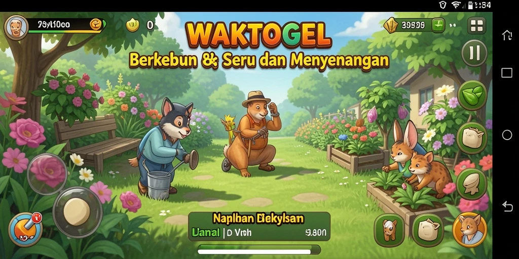 Tangkapan layar gameplay WAKTOGEL menampilkan lahan pertanian yang indah.