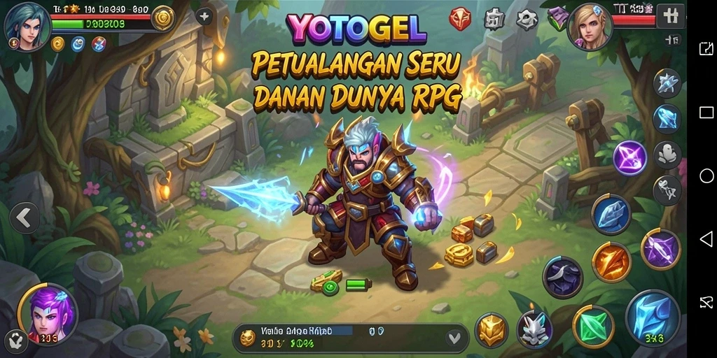 Screenshot gameplay YOTOGEL menunjukkan pertempuran mendebarkan dan grafis luar biasa.